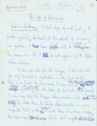 “The Age of Mediocrity” Handwritten Manuscript